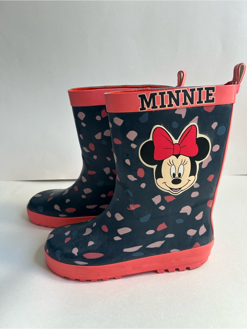 H&M & Disney Minnie Mouse Kids Navy and Coral Rain Boots